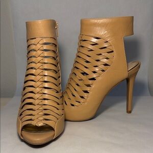 Gianni Bini Tan Peep-Toe Heeled Sandals